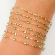 Gold Filled Green Shade Color Opal Enamel Cable Chain